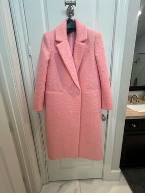 Alice + Olivia Pink Bouclé Double-Breasted Long Coat